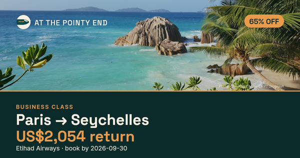 Business return to Seychelles from US$2,054, about 65% off. Book by 30 Sept.