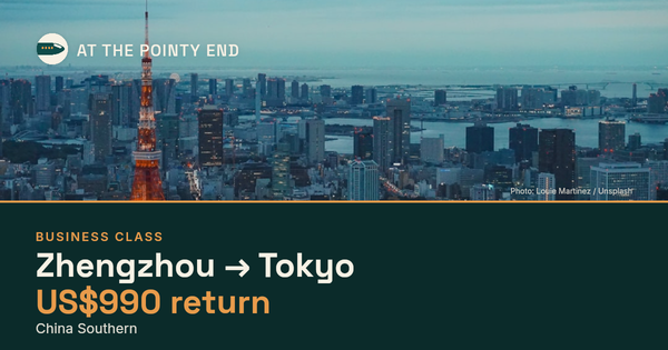 Business return to Tokyo from US$990, well below typical. Checked against live availability.