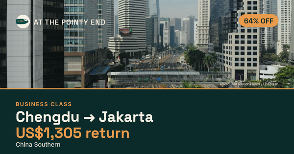 Business return to Jakarta from US$1,305, about 64% off. Checked against live availability.