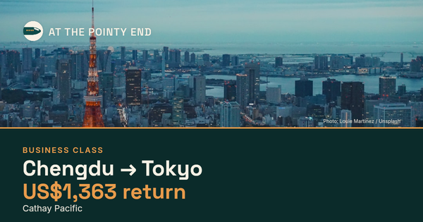 Business return to Tokyo from US$1,363, well below typical. Checked against live availability.