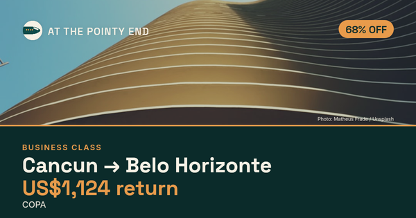 Business return to Belo Horizonte from US$1,124, about 68% off. Checked against live availability.
