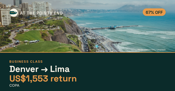 Business return to Lima from US$1,553, about 67% off. Checked against live availability.