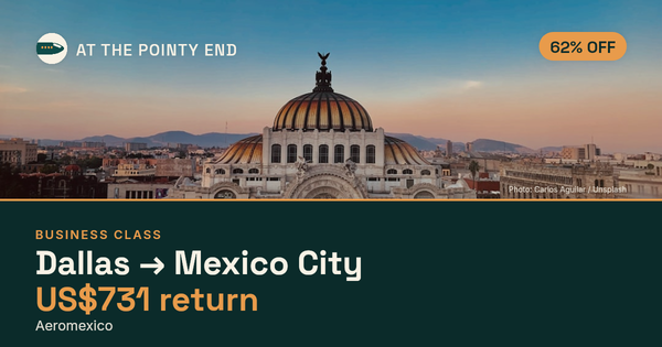Business return to Mexico City from US$731, about 62% off. Checked against live availability.