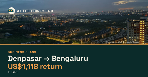 Business return to Bengaluru from US$1,118, well below typical. Checked against live availability.