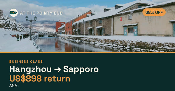 Business return to Sapporo from US$898, about 68% off. Checked against live availability.