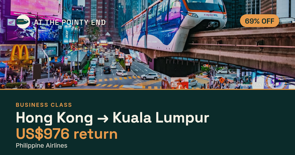 Business return to Kuala Lumpur from US$976, about 69% off. Checked against live availability.