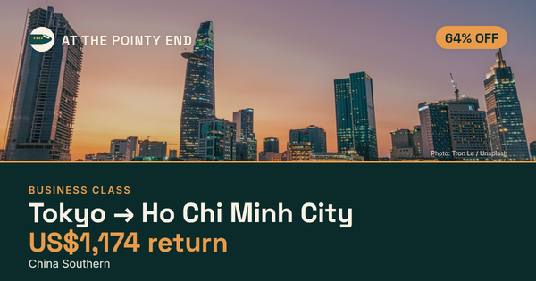 Business return to Ho Chi Minh City from US$1,174, about 64% off. Checked against live availability.