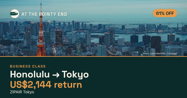 Business return to Tokyo from US$2,144, about 61% off. Checked against live availability.