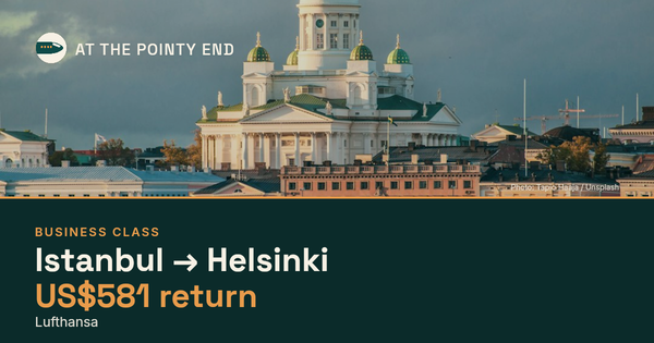 Business return to Helsinki from US$581, well below typical. Checked against live availability.