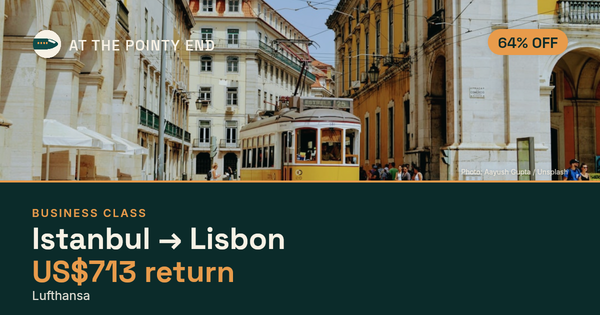 Business return to Lisbon from US$713, about 64% off. Checked against live availability.