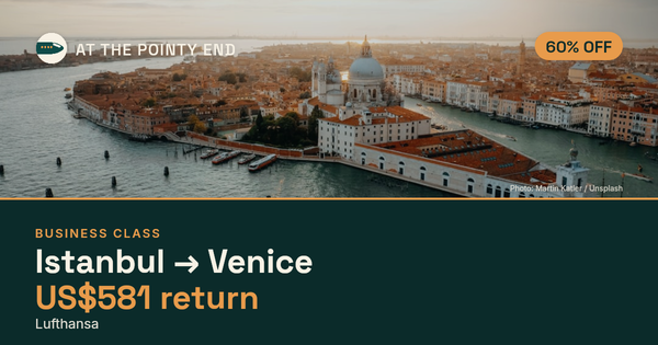 Business return to Venice from US$581, about 60% off. Checked against live availability.