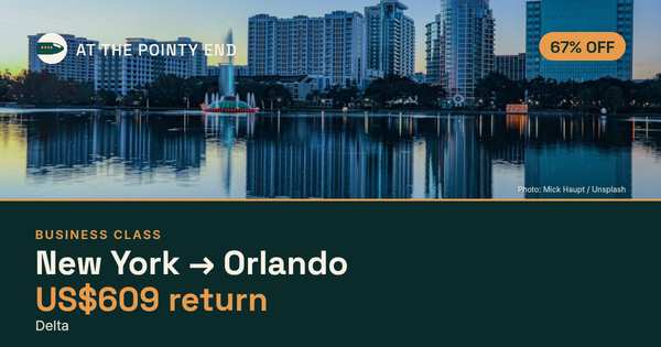 Business return to Orlando from US$609, about 67% off. Checked against live availability.