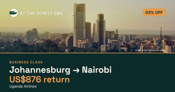 Business return to Nairobi from US$876, about 63% off. Checked against live availability.