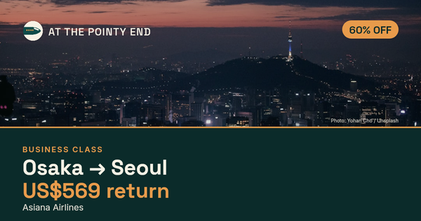 Business return to Seoul from US$569, about 60% off. Checked against live availability.