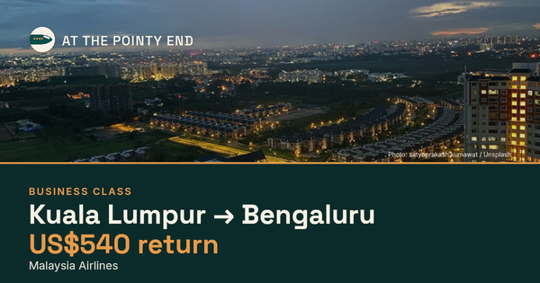 Business return to Bengaluru from US$540, well below typical. Checked against live availability.