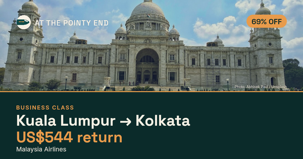Business return to Kolkata from US$544, about 69% off. Checked against live availability.