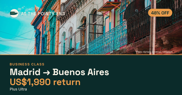 Business return to Buenos Aires from US$1,990, about 48% off. Checked against live availability.