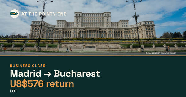 Business return to Bucharest from US$576, well below typical. Checked against live availability.