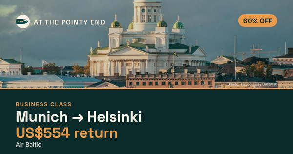 Business return to Helsinki from US$554, about 60% off. Checked against live availability.