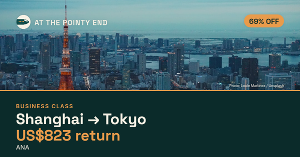 Business return to Tokyo from US$823, about 69% off. Checked against live availability.
