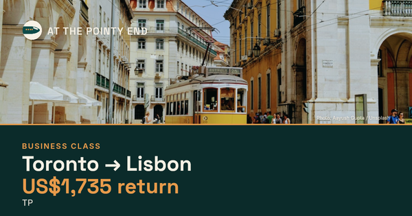 Business return to Lisbon from US$1,735. Checked against live availability.