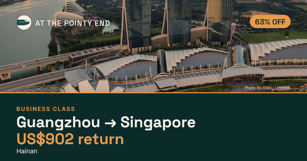 Business return to Singapore from US$902, about 63% off. Checked against live availability.