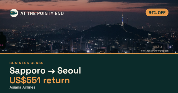 Business return to Seoul from US$551, about 61% off. Checked against live availability.