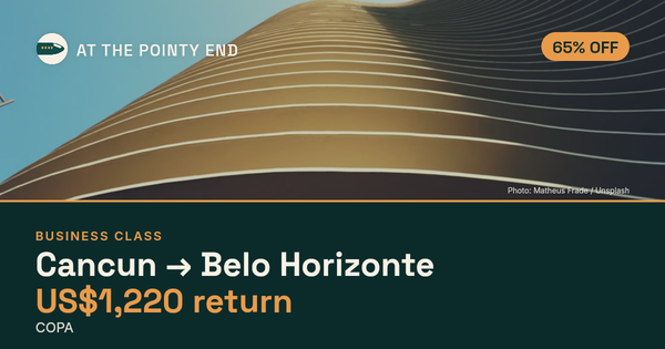Business return to Belo Horizonte from US$1,220, about 65% off. Checked against live availability.