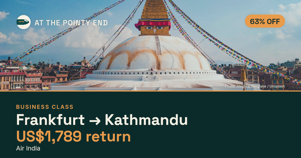 Business return to Kathmandu from US$1,789, about 63% off. Checked against live availability.