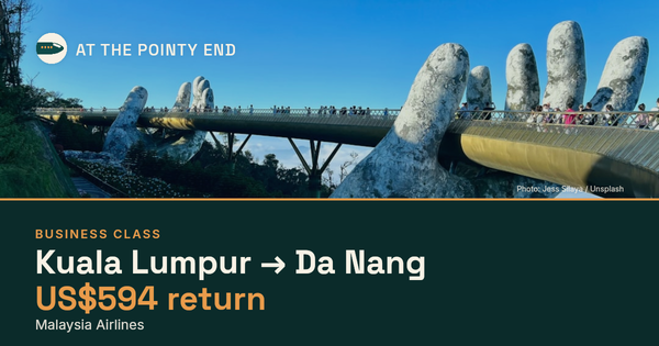 Business return to Da Nang from US$594, well below typical. Checked against live availability.