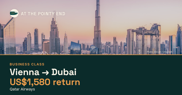 Business return to Dubai from US$1,580. Checked against live availability.