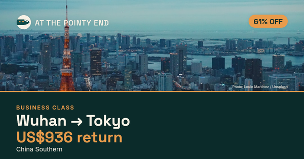 Business return to Tokyo from US$936, about 61% off. Checked against live availability.