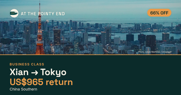 Business return to Tokyo from US$965, about 66% off. Checked against live availability.