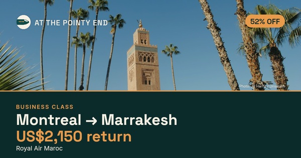Business return to Marrakesh from US$2,150, about 52% off. Checked against live availability.