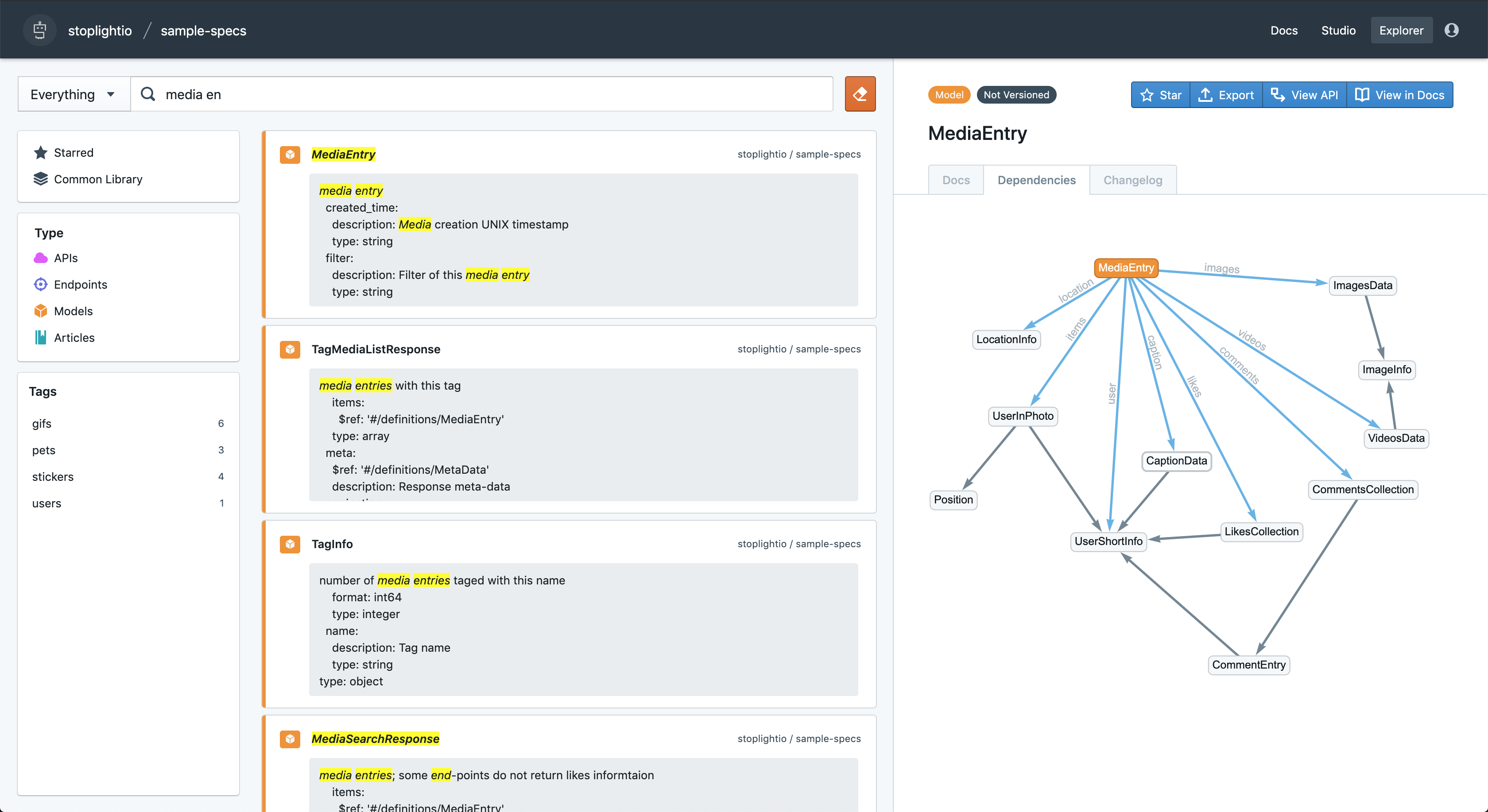 The main Stoplight Explorer dashboard
