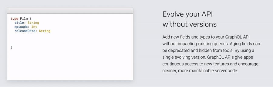 GraphQL allows you to evolve an api over time without versioning