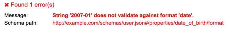 screenshot showing '2007-01' does not valiate against format 'date'
