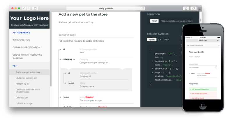 Fancy/modern looking three-col API documentation from OpenAPI