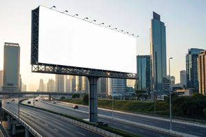 Highway Billboard Mockup Daylight Cityscape Outdoor Advertising