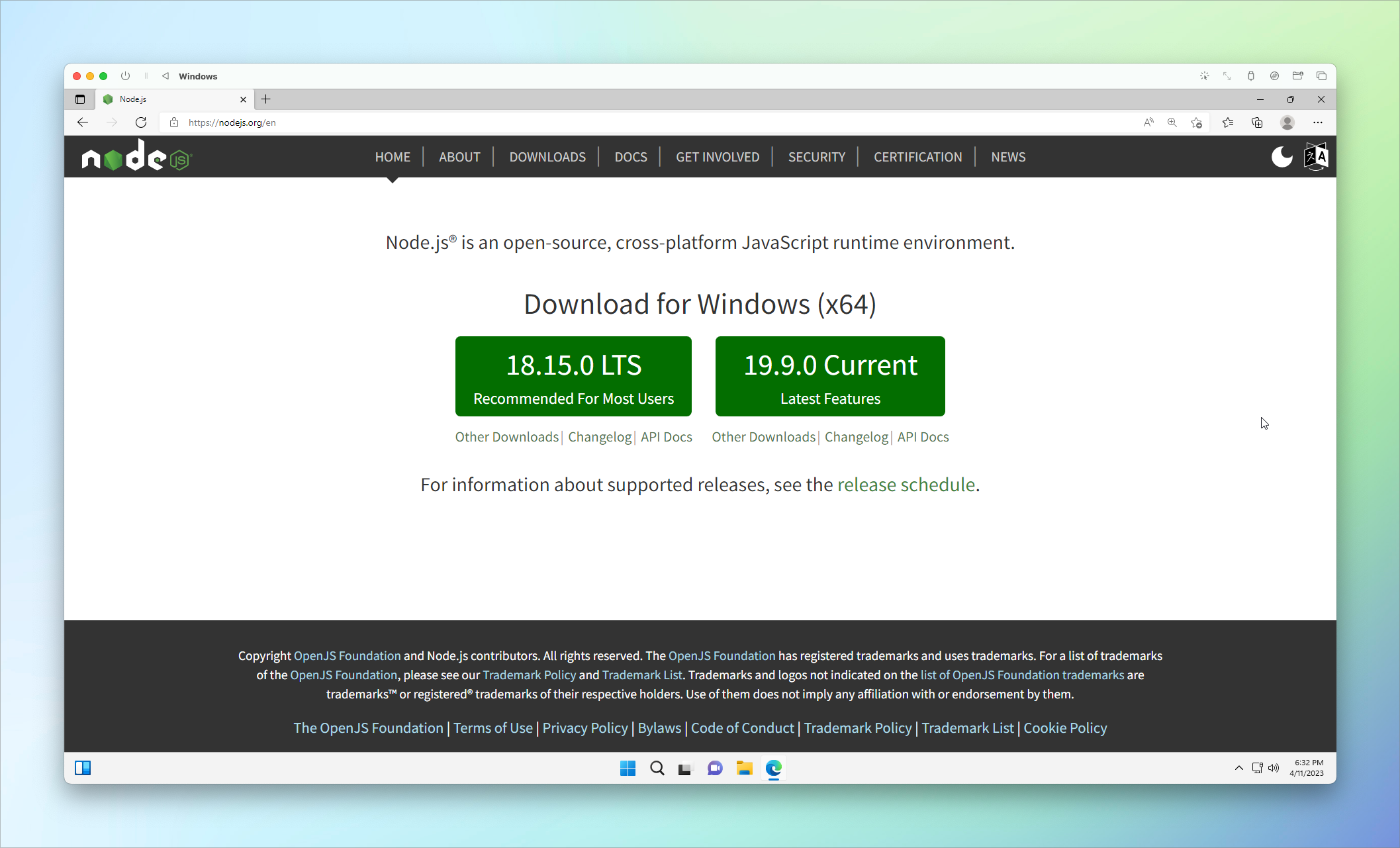 Choose the windows installer on the node js website