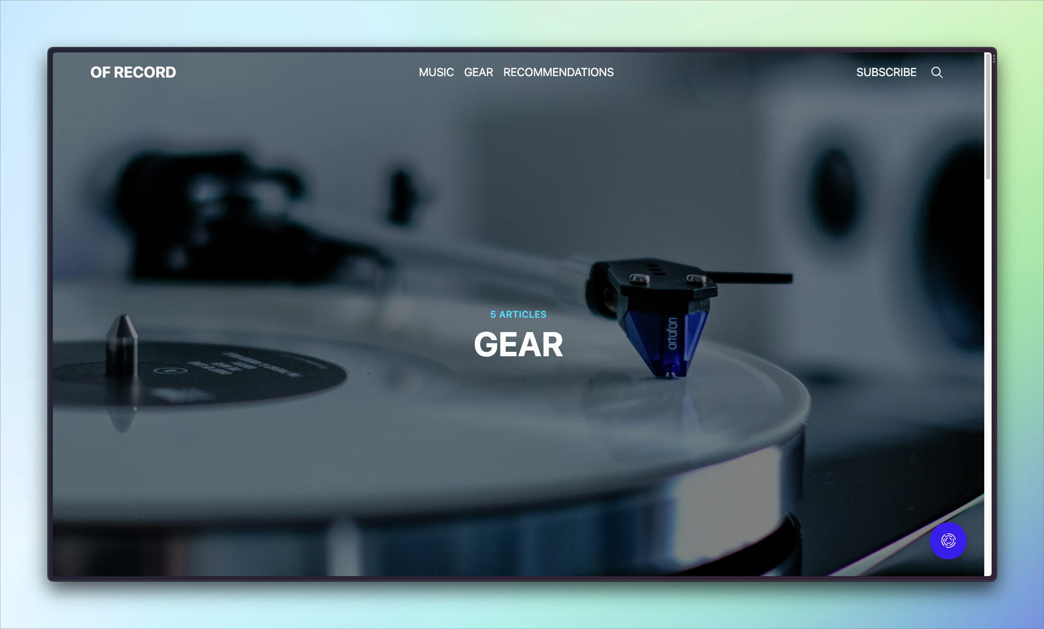 Full-size hero image with navigation on tag page