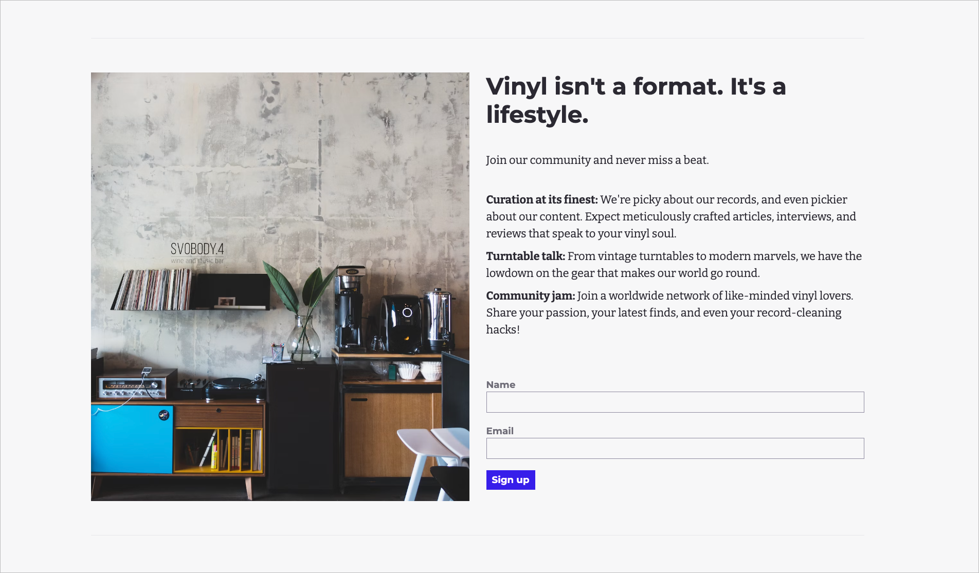 Call to action for of record
