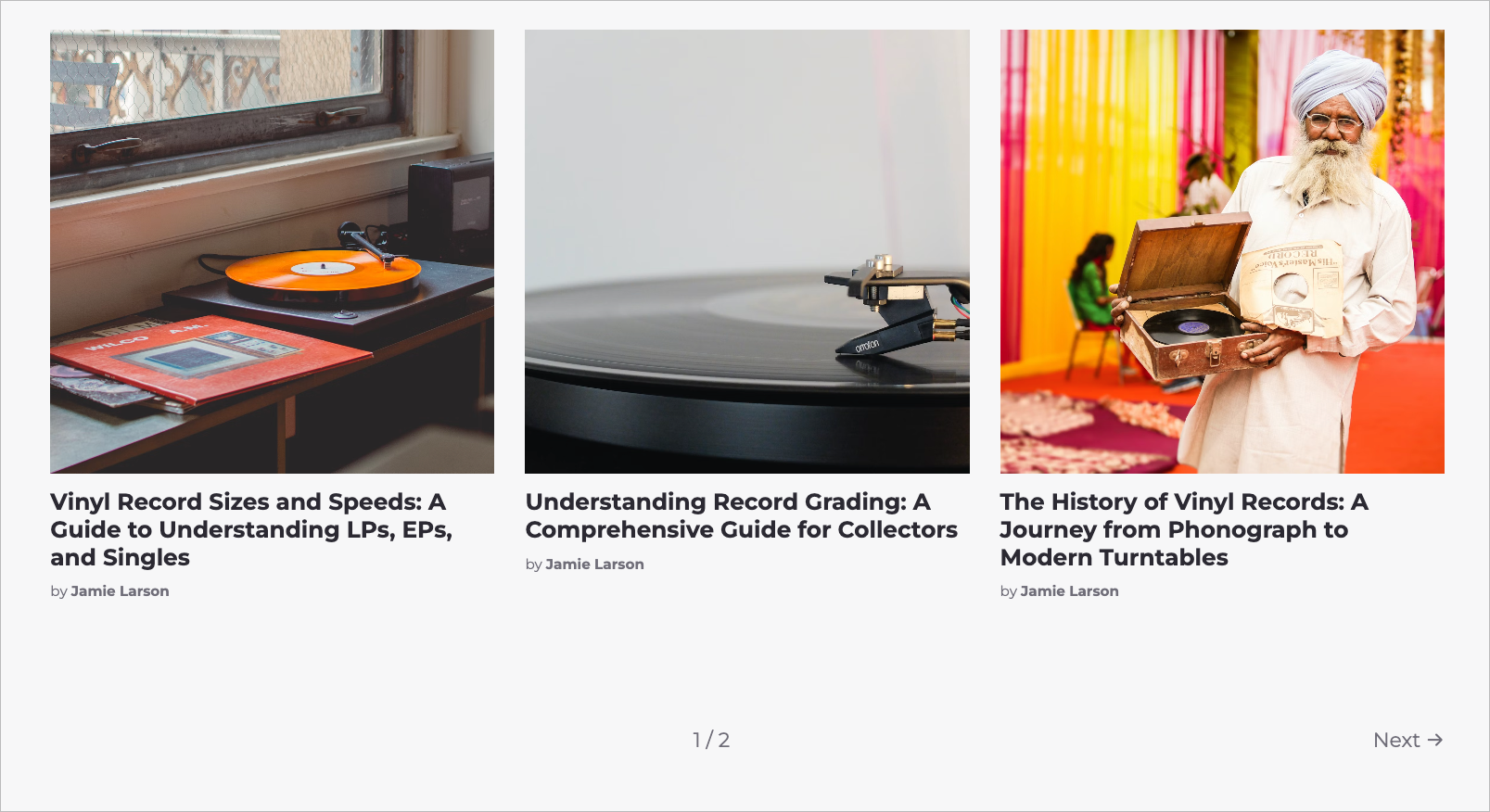 Pagination for of record