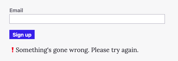 Error state and message