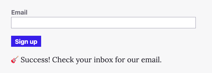 Success state and message