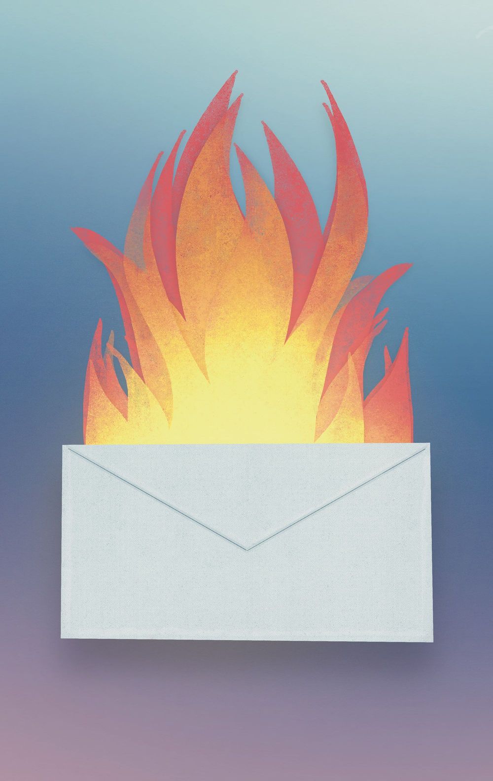 email letter on fire
