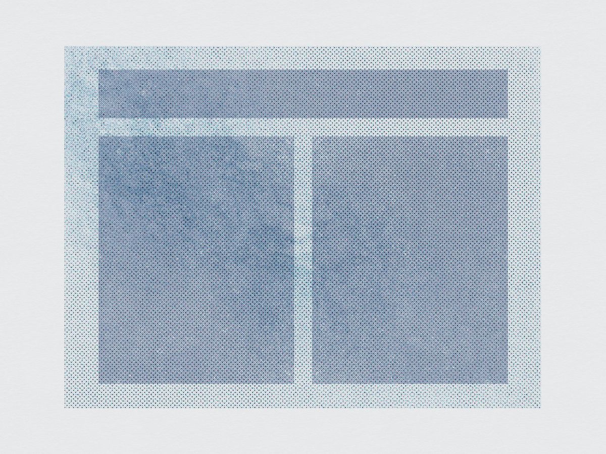 Abstract newspaper with a mountain range subtly hinted