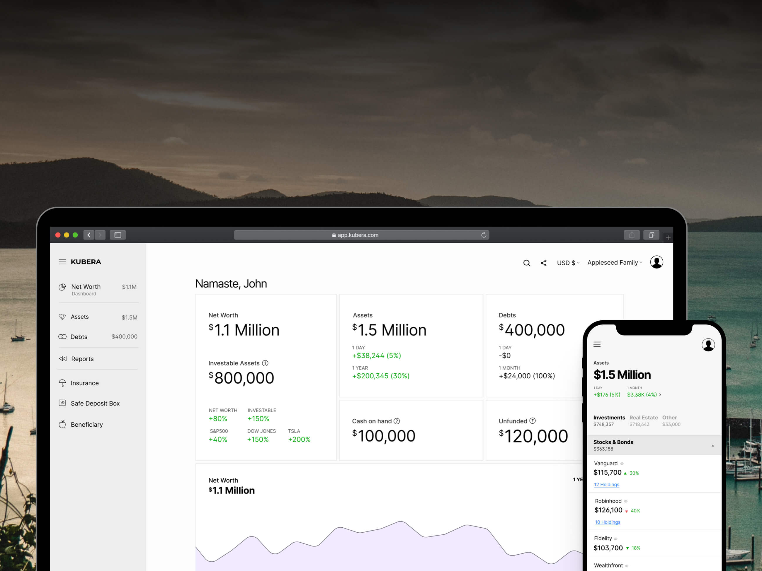 Kubera-dashboard-showing-net-worth-tracking
