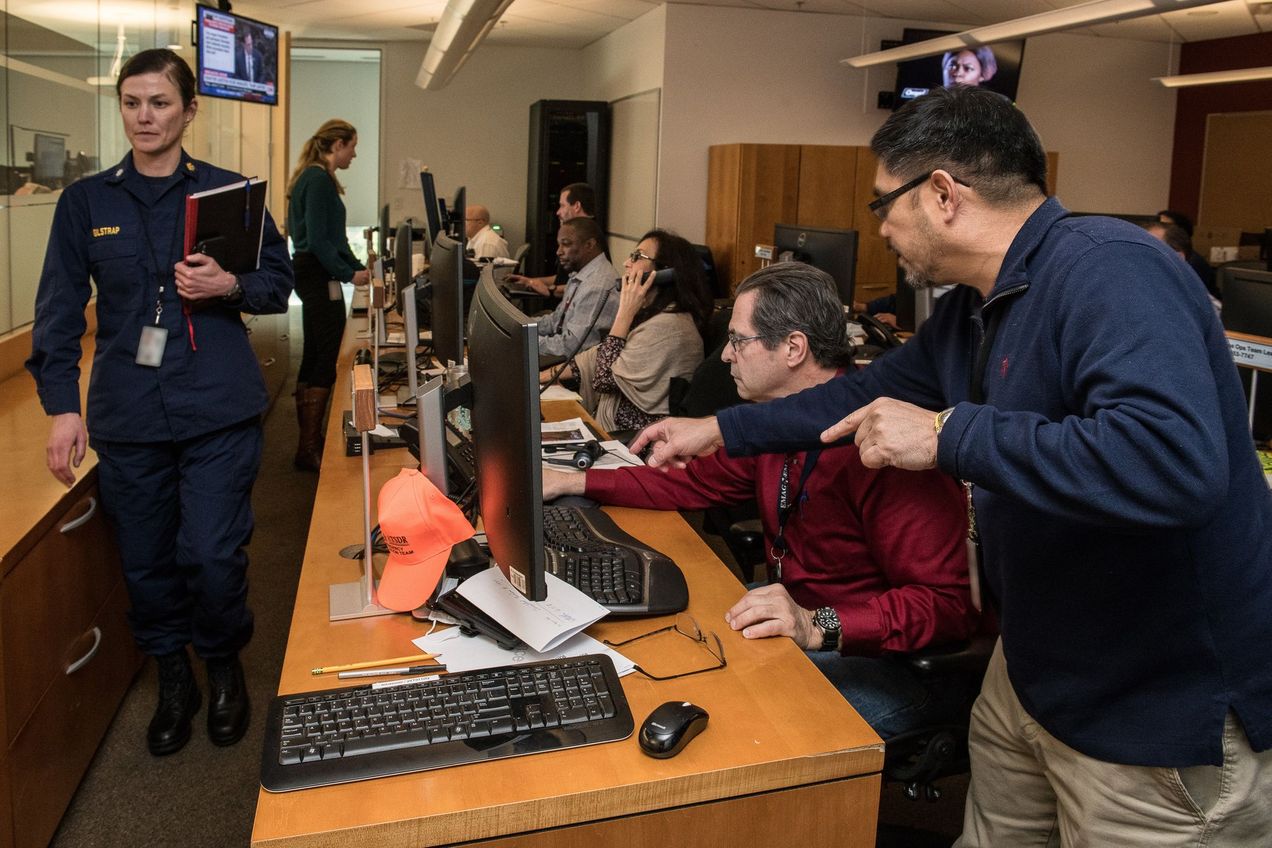 Cybersecurity operations center at work