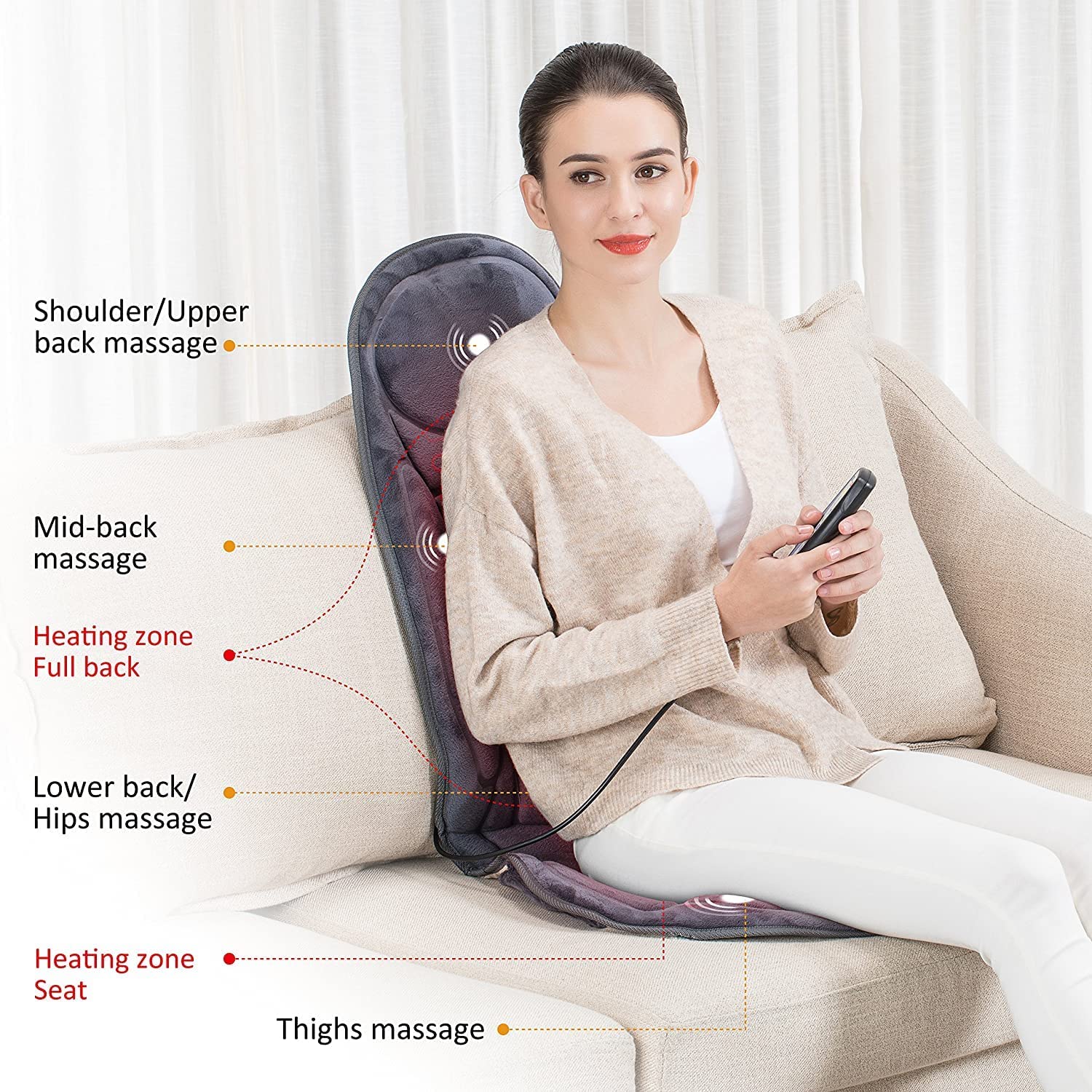 Snailax Vibration Massage Seat Cushion with Heat